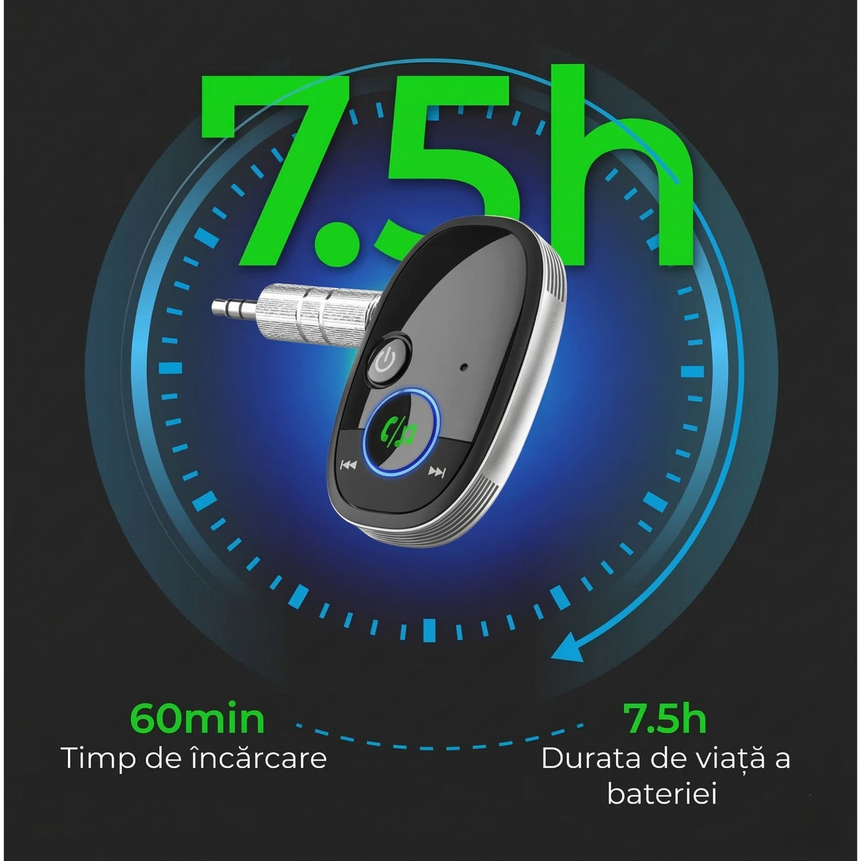 Adaptor Audio Bluetooth Auto, Flippy, BR06 T6, Pentru Telefon Mobil si Sistem Audio Auto