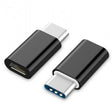 Adaptor micro USB mamă la USB-C tată, carcasă neagră, vedere frontală, dimensiuni 2.6 cm
