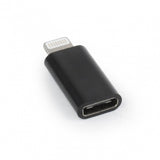 Adaptor Lightning iPhone USB-C negru cu agățătoare breloc inclusă, vedere laterală