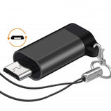 Adaptor micro USB la Type C, format compact 2,5 cm, culoare neagră — vedere laterală