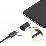 Adaptor Type C la Micro USB negru, 2,5 cm, ținut în mână pentru referință dimensiune