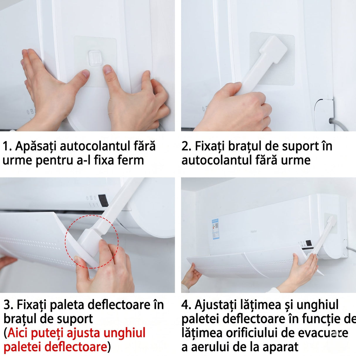 Deflector pentru Aer Conditionat, Flippy, Model M cu Brat Ajustabil si Orificii pe Toata Suprafata, Panou pentru Directionarea Fluxului de Aer - vivimall.ro