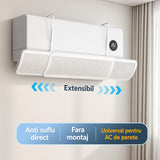 Detaliu mecanism extensibil deflector Flippy, material plastic alb rezistent, lățime 18 cm