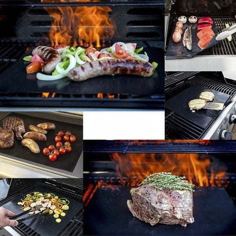 Set 4 Folii Antiaderente Din Teflon, Multifunctionale, Rezistente La Apa Si Temperaturi Ridicate, Pentru Gratar, Cuptor, Bbq Grill, 40X33 Cm, Negru - vivimall.ro