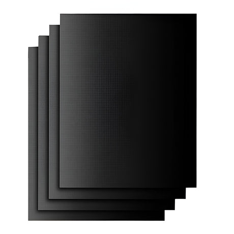 Set 4 Folii Antiaderente din Teflon, Vivimall, Multifunctionale, Rezistente la Apa si Temperaturi Ridicate, pentru Gratar, Cuptor, BBQ Grill, 40x33 cm, Negru - vivimall.ro