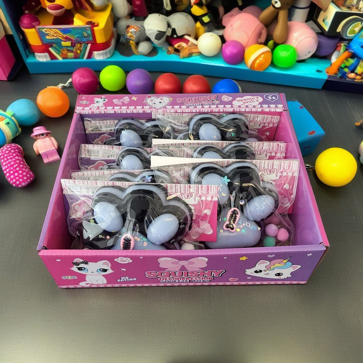 Ambalaj pentru Jucarii Antistres Squishy, Vivimall, cu Revenire Lenta, Pinch Family, Multicolor