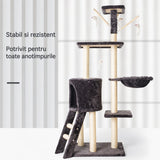 Ansamblu de joacă multifuncțional Flippy pentru pisici, 135 cm înălțime, imagine de ansamblu lifestyle