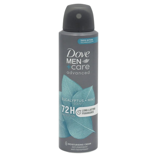 Antiperspirant deodorant Dove Men Advanced Care Eucalyptus Mint 150 ml, spray, vedere frontală recipient