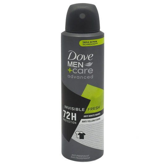 Antiperspirant deodorant Dove Men Advanced Care Invisible Fresh 150 ml, spray protecție 48h, vedere frontală