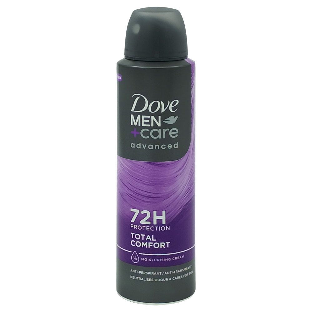Deodorant antiperspirant Dove Men Advanced Care Total Comfort spray 150 ml, vedere frontală ambalaj