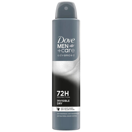 Antiperspirant spray Dove Advanced Men Invisible Dry 72H, flacon 200 ml, vedere frontală