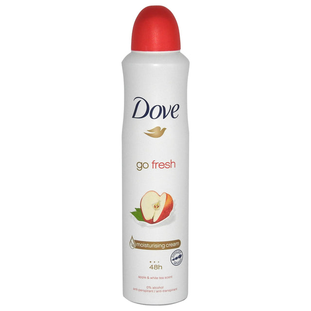 Antiperspirant deodorant Dove Go Fresh Măr și Ceai Alb, spray 250 ml, vedere frontală produs