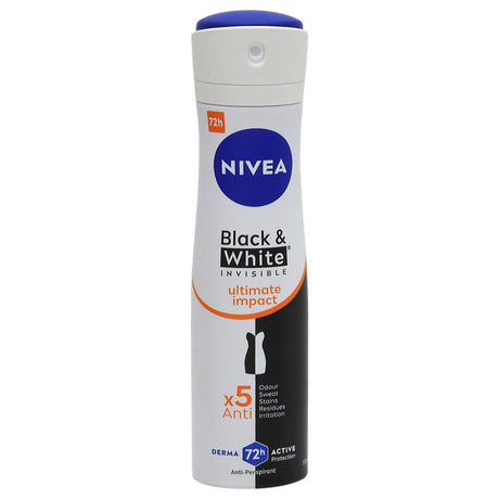 Antiperspirant deodorant Nivea Invisible Black & White Ultimate Impact spray 150 ml, vedere frontală produs