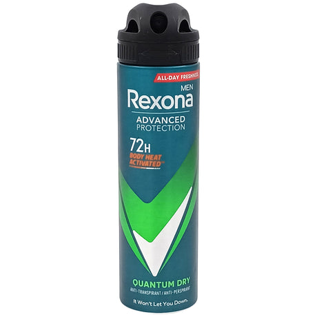 Antiperspirant spray Rexona Men Quantum Dry 150 ml, protecție 48h Advanced Protection, vedere frontală