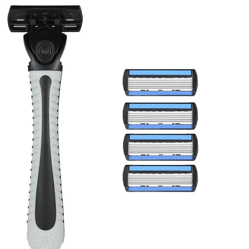 Aparat De Ras Manual, Din Otel Inoxidabil, Suport Lama + 4 Capete De Schimb Incluse, Cutie Pentru Lame, Negru - vivimall.ro
