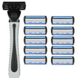 Aparat De Ras Manual, Din Otel Inoxidabil, Suport Lama + 10 Capete De Schimb Incluse, Cutie Pentru Lame, Negru - vivimall.ro