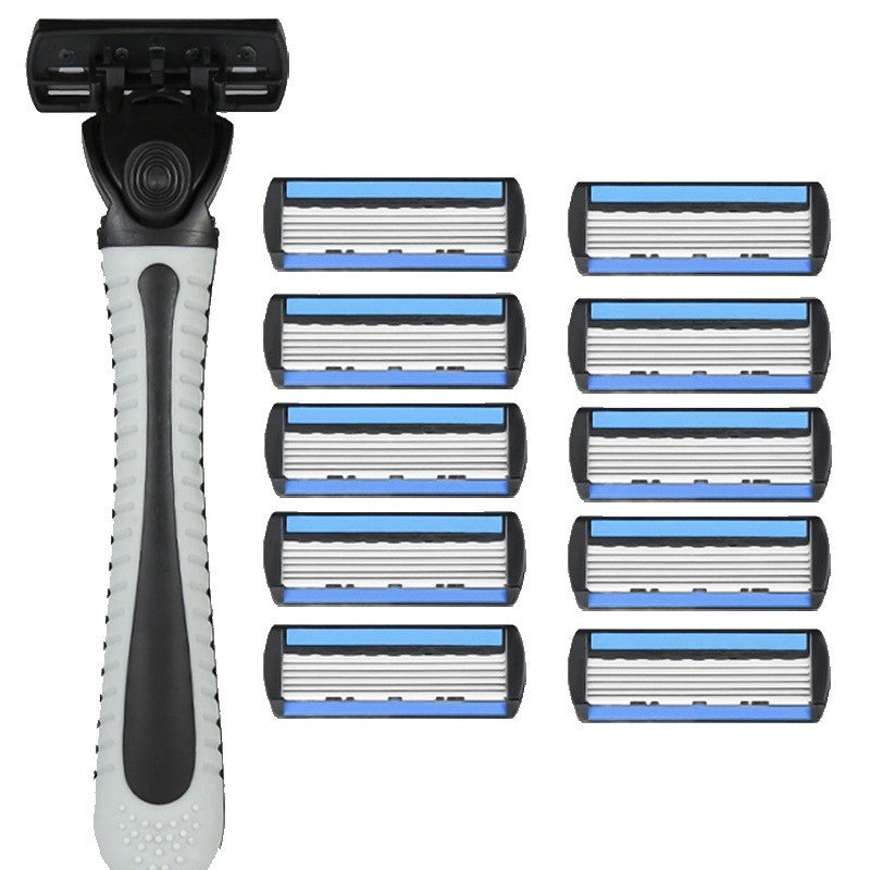 Aparat De Ras Manual, Din Otel Inoxidabil, Suport Lama + 10 Capete De Schimb Incluse, Cutie Pentru Lame, Negru - vivimall.ro