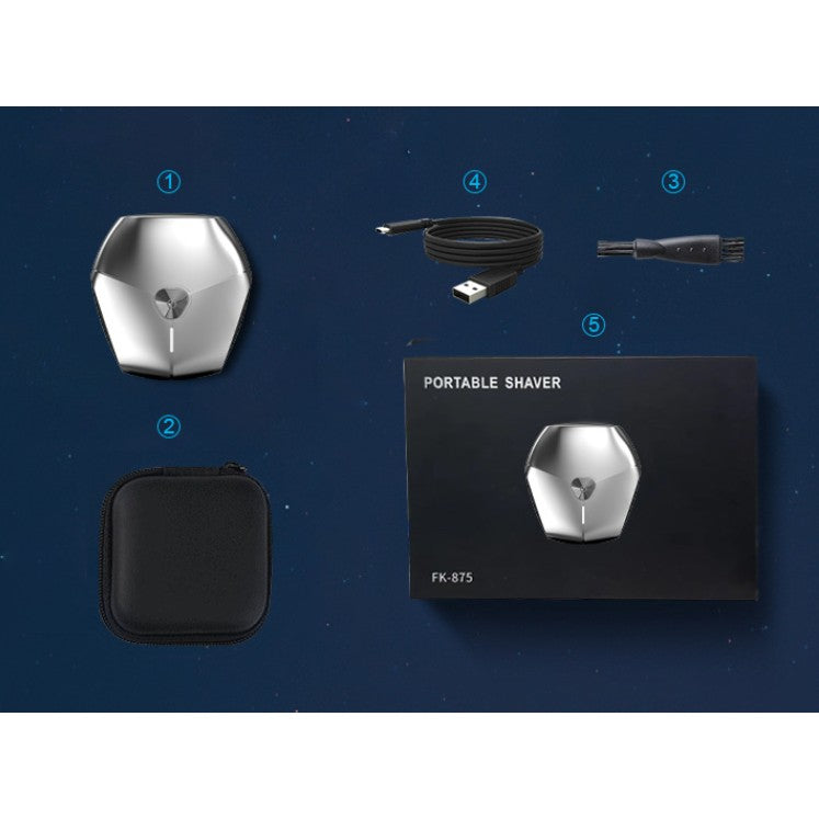 Aparat de Ras Portabil, Vivimall, 8W, Autonomie 60 min, Incarcare Cablu Type C Inclus, Periuta de Curatare, Husa, Reincarcabil, 7.3x7.5x3.3 cm, Gri