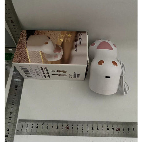 Aparat pentru Curatat Scame, Par Si Praf, Vivimall, Pentru Diferite Tipuri De Material, Incarcare USB Type-C, Model Labuta de Pisica, 14x7x7.5 cm, Alb-Roz