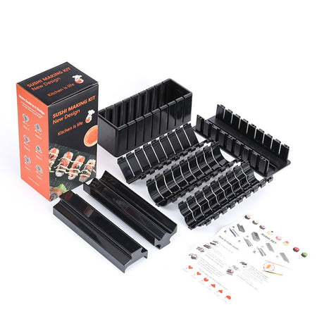 Aparat Pentru Sushi, Set 7 Accesorii Pentru Sushi, Ofera 3 Forme De Design, Rotund, Triunghi, Inimioare, Negru - vivimall.ro
