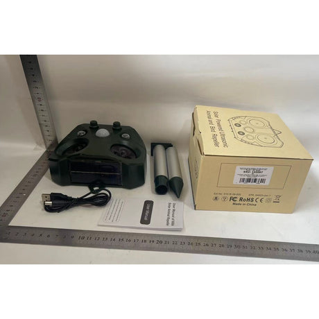 Aparat Solar LED cu Ultrasunete, Vivimall, Repelent pentru Animale Mari si Mici, Lumina Rosie si Alba, Anti Rozatoare, Anti Insecte, 15 x 14 x 24 cm, Verde