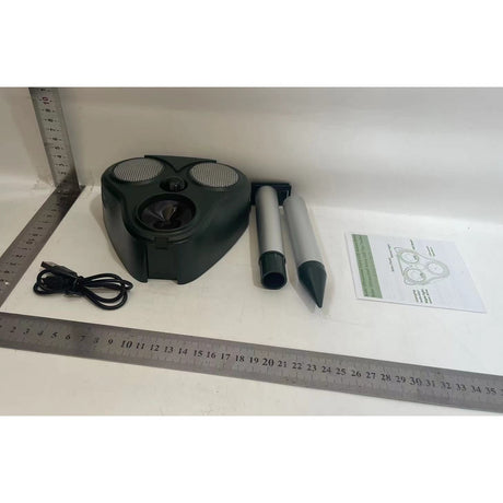 Aparat Solar LED cu Ultrasunete, Vivimall, Repelent pentru Animale Mari si Mici, Lumina Rosie si Alba, Anti Rozatoare, Anti Insecte, Frecventa 13.5KHZ-65 KHZ, Senzor PIR, 13 x 14.7 x 24.5 cm, Verde