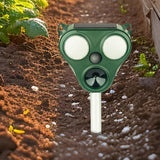 Aparat Solar Led Cu Ultrasunete, Repelent Pentru Animale Mari Si Mici, Lumina Rosie Si Alba, Anti Rozatoare, Anti Insecte, Frecventa 13.5Khz-65 Khz, Senzor Pir, 13 X 14.7 X 24.5 Cm, Verde - vivimall.ro