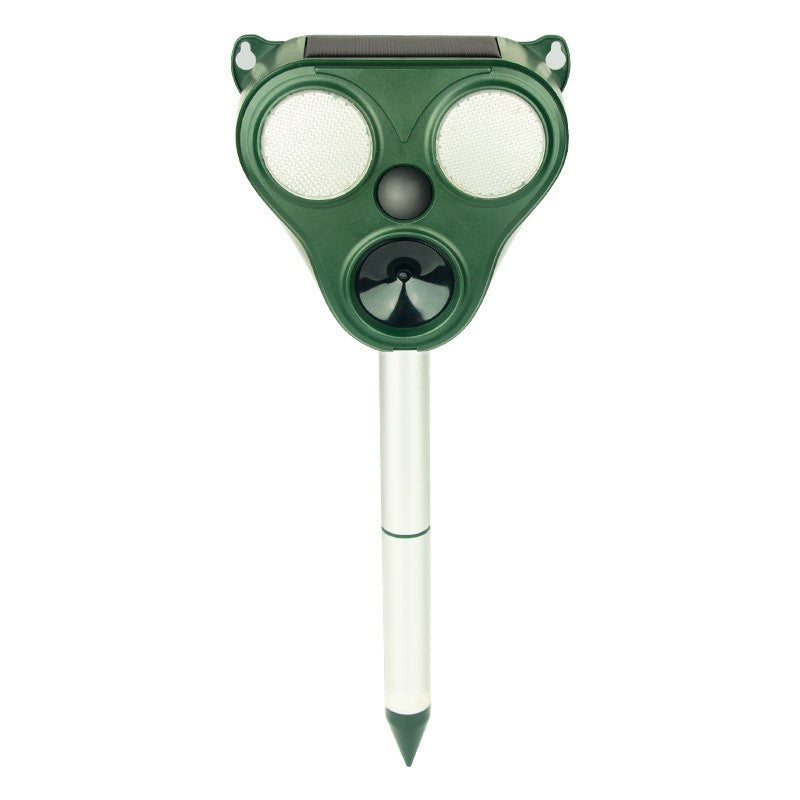 Aparat Solar LED cu Ultrasunete, Vivimall, Repelent pentru Animale Mari si Mici, Lumina Rosie si Alba, Anti Rozatoare, Anti Insecte, Frecventa 13.5KHZ-65 KHZ, Senzor PIR, 13 x 14.7 x 24.5 cm, Verde