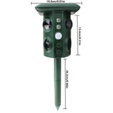 Aparat Solar Led Cu Ultrasunete, Repelent Pentru Animale Mari Si Mici, Lumina Rosie Si Alba, Anti Rozatoare, Anti Insecte, Frecventa 13.5Khz-45.5Khz, Senzor Pir, 15.5 X 15.4 X 26.2 Cm, Verde - vivimall.ro