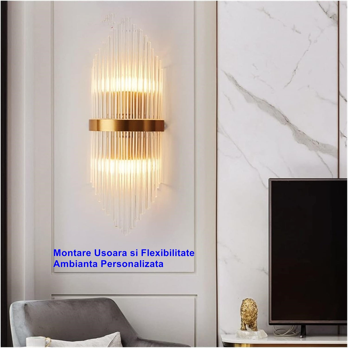 Aplica De Perete, Pentru Interior, Din Otel Inoxidabil Si Sticla, Led