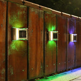 Aplica solara LED Vivimall, ABS/Policarbonat, rezistenta la apa IP65, 6 LED-uri, pentru perete, trepte, borduri, terasa, 1.2V, 600mah, 10 x 6.5 cm, doua moduri de prindere, lumina multicolora, gri