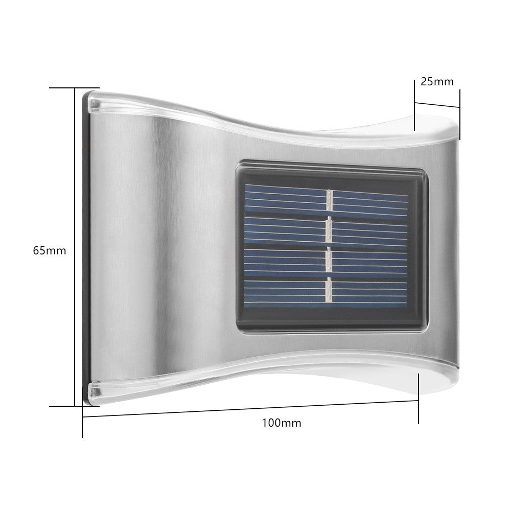 Aplica solara LED Vivimall, ABS/Policarbonat, rezistenta la apa IP65, 6 LED-uri, pentru perete, trepte, borduri, terasa, 1.2V, 600mah, 10 x 6.5 cm, doua moduri de prindere, lumina multicolora, gri
