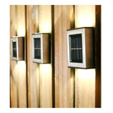 Aplica solara LED Vivimall, ABS/Policarbonat, rezistenta la apa IP65, pentru trepte, borduri, terasa, 1.2V, 600mah, 10 x 7.5 x 3 cm, lumina alb calda, negru