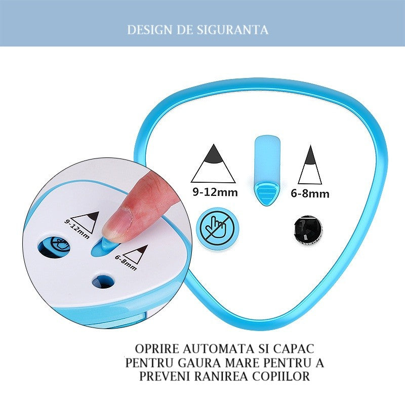 Ascutitoare Electrica cu 2 Gauri, Flippy, Gri, Baterii 4 x AA (neincluse), 7.5 x 7.5 x 7.5 cm, Albastru