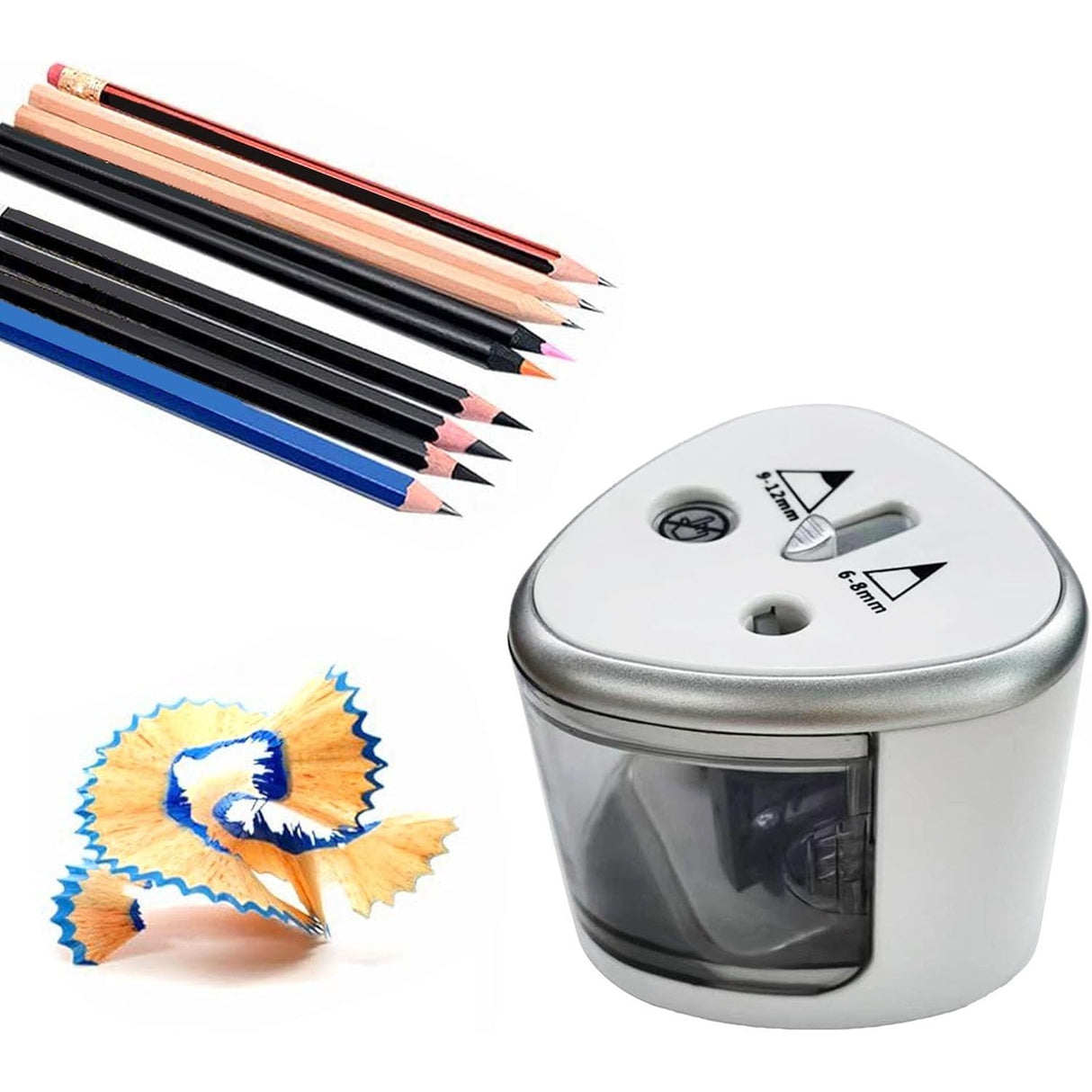 Ascutitoare Electrica cu 2 Gauri, Vivimall, Gri, Baterii 4 x AA (neincluse), 7.5 x 7.5 x 7.5 cm, Gri