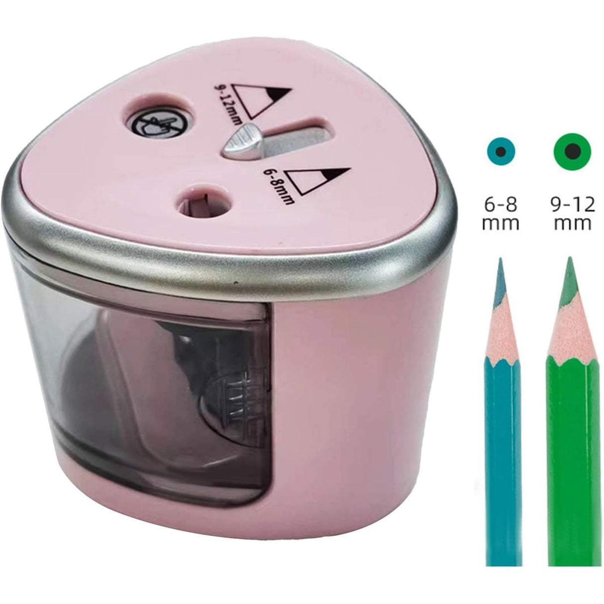 Ascutitoare Electrica cu 2 Gauri, Flippy, Gri, Baterii 4 x AA (neincluse), 7.5 x 7.5 x 7.5 cm, Roz