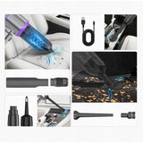 Aspirator Portabil Auto, Vivimall, pentru Casa si Masina, 3 Viteze, Incarcator Tip-C cu Incarcare Rapida, Tub Prelungitor, 2000mAh, 7 Capete de Aspirare si Suflare, 21x20x6.5 cm, Argintiu Mov