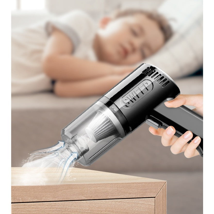 Aspirator Portabil Fara Fir, Vivimall, Tip Pistol K7, Pentru Casa si Masina, Incarcare USB, Autonomie 30 Min, 36 x 17 cm, Negru - vivimall.ro