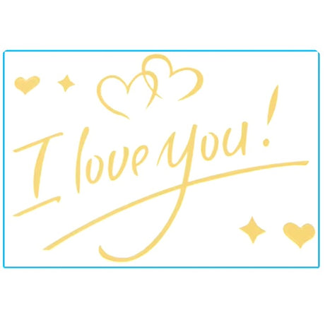 Autocolant I love You, Vivimall, Tematica Iubire, 21x29 cm, Auriu