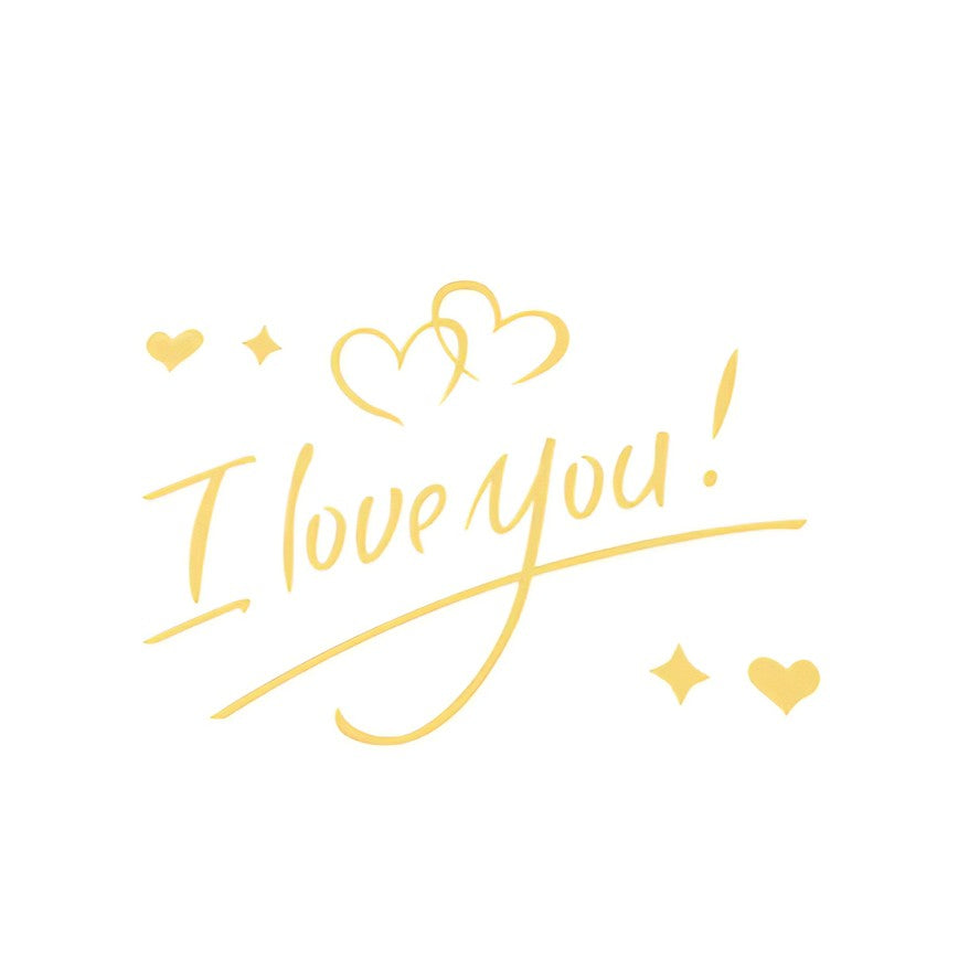 Autocolant I love You, Vivimall, Tematica Iubire, 21x29 cm, Auriu