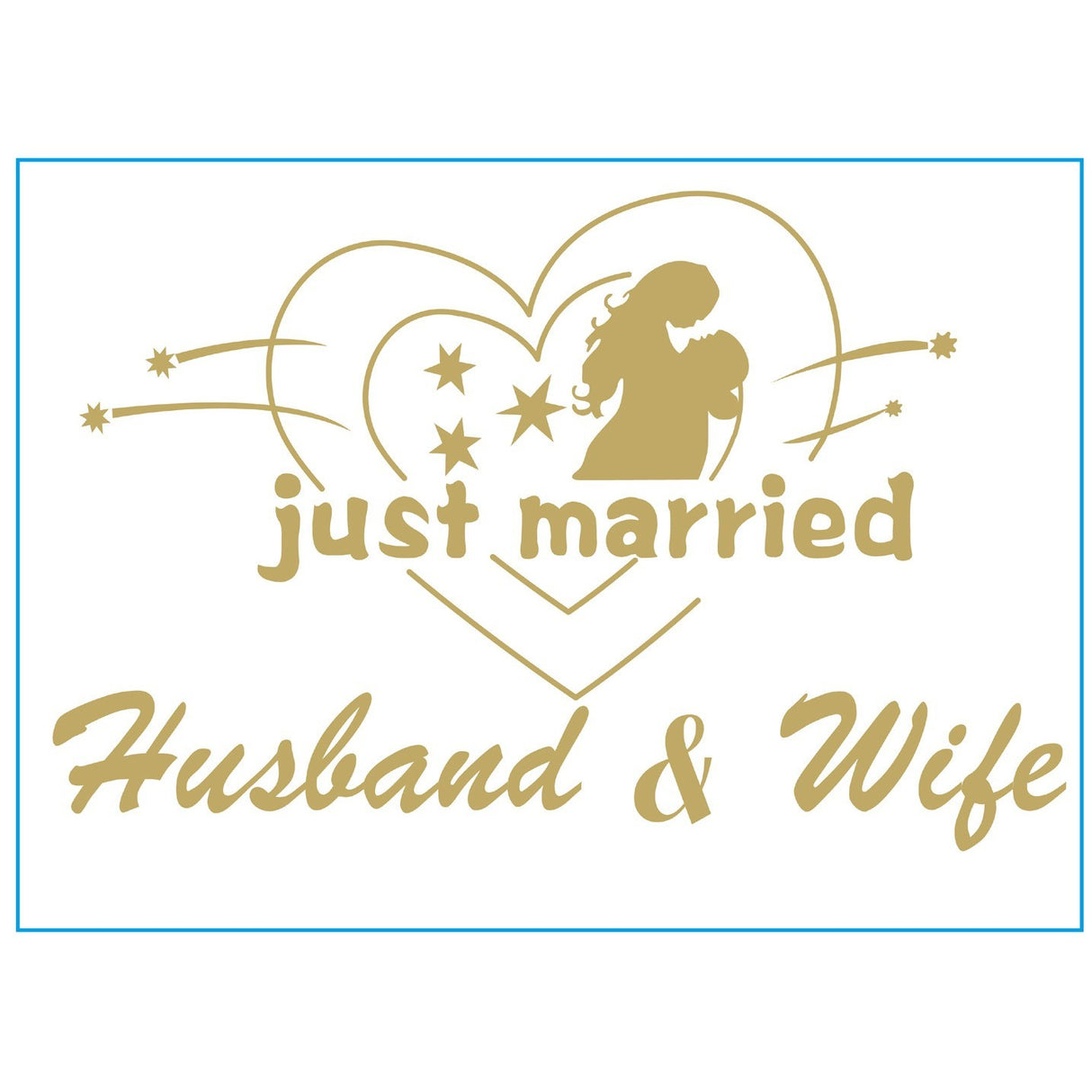 Sticker Autocolant, Vivimall, Tematica Nunta, Model Indragostiti, cu Scris Just Married Husband&Wife, 21x29 cm, Auriu - vivimall.ro