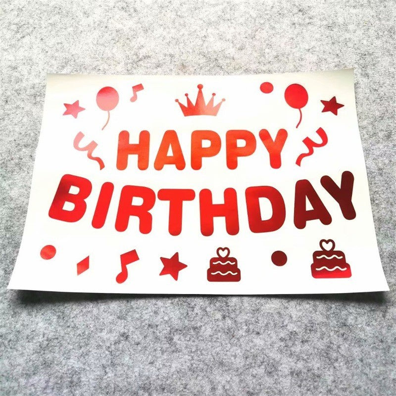 Sticker Autocolant Pentru Baloane, Tematica Aniversare, Model Happy Birthday,