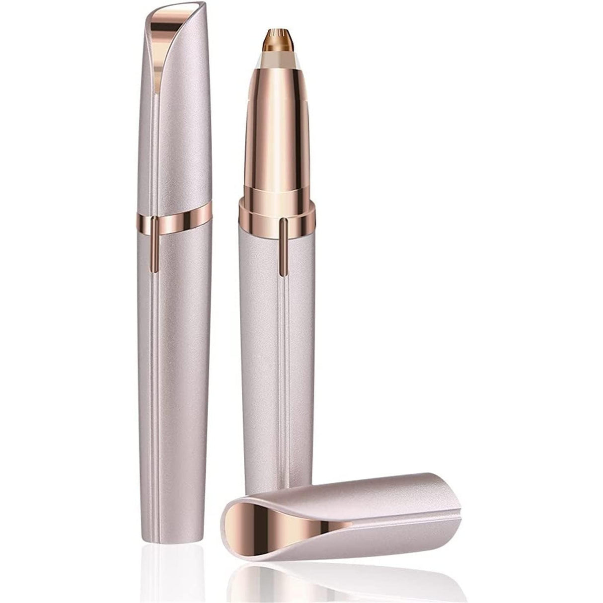 Trimmer Facial, Flippy, pentru Sprancene, Incarcare USB, 1.5 x 13 cm, din ABS, Sampanie