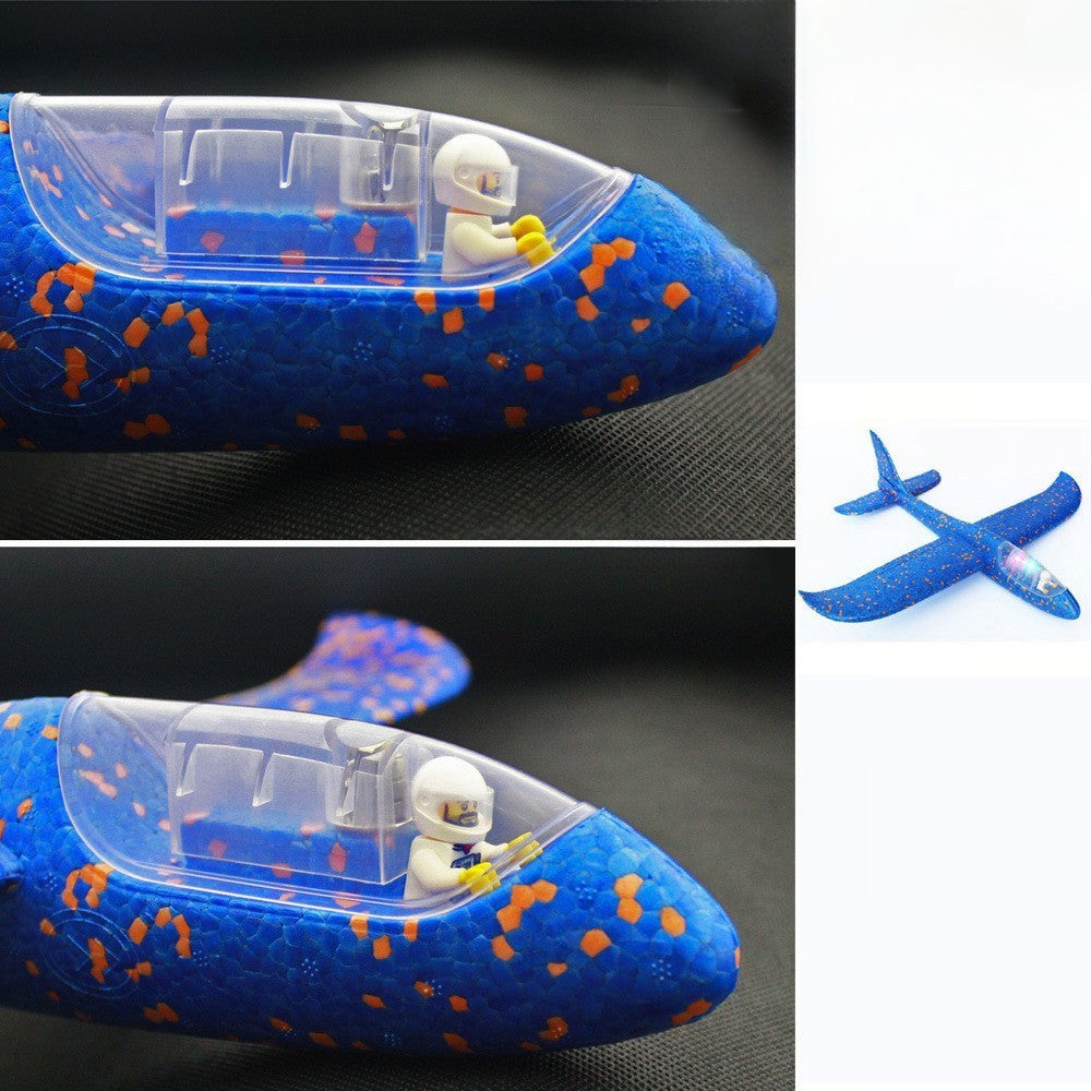 Avion Planor Cu Pilot, Din Polistiren, Cu Lumini In Cabina Pilotului, Lungime 47 Cm - vivimall.ro