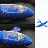 Avion Planor Cu Pilot, Din Polistiren, Cu Lumini In Cabina Pilotului, Lungime 47 Cm - vivimall.ro
