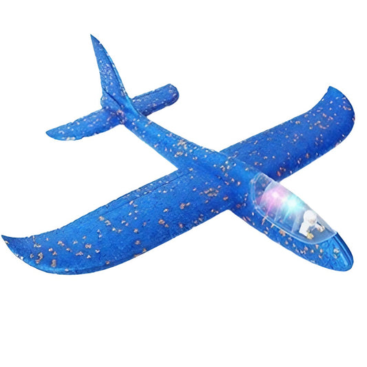 Avion Planor Cu Pilot, Din Polistiren, Cu Lumini In Cabina Pilotului, Lungime 47 Cm - vivimall.ro