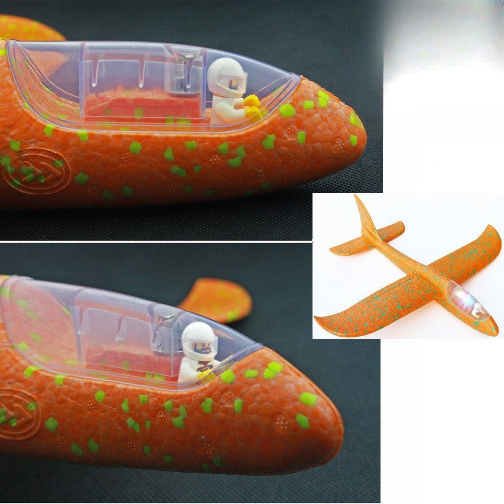 Avion Planor Cu Pilot, Din Polistiren, Cu Lumini In Cabina Pilotului, Lungime 47 Cm - vivimall.ro