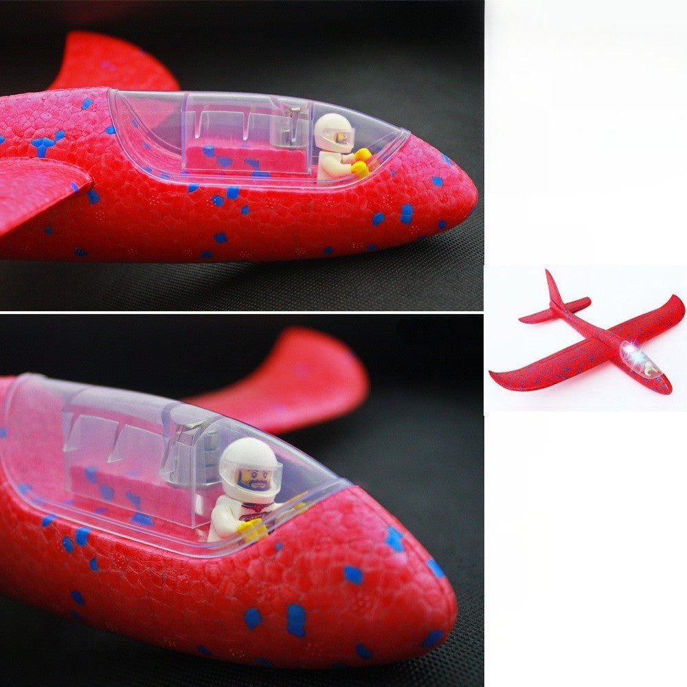 Avion Planor Cu Pilot, Din Polistiren, Cu Lumini In Cabina Pilotului, Lungime 47 Cm, Rosu - vivimall.ro