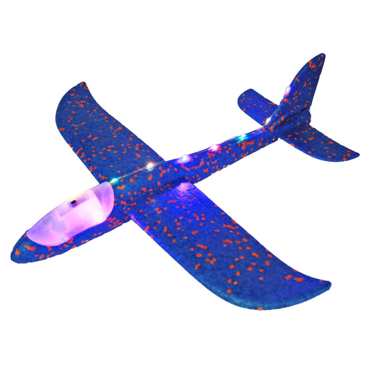 Avion Planor Cu Pilot, Din Polistiren, Cu Lumini Pe Toata Lungimea, 47 Cm, Albastru - vivimall.ro