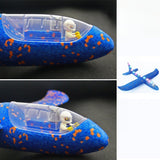 Avion Planor Cu Pilot, Din Polistiren, Cu Lumini Pe Toata Lungimea, 47 Cm, Albastru - vivimall.ro